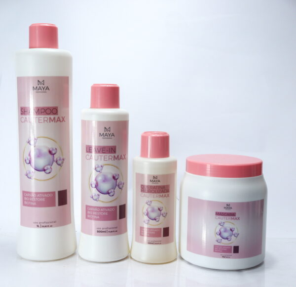 Kit Cautermax - Shampoo, Máscara, Leave-in e Queratina - 1L